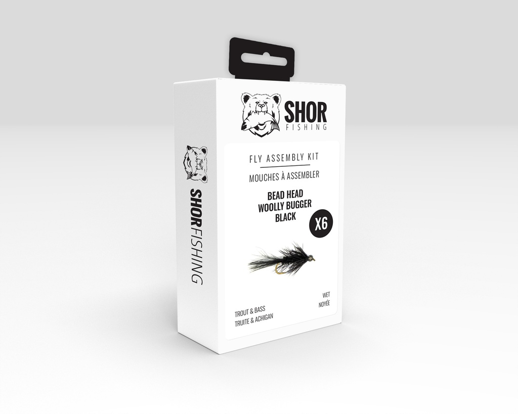 SHOR - KIT DE MONTAGE :  BEAD HEAD WOLLY BUGGER (BLACK)