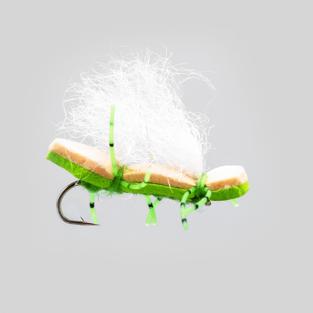 NEPTUNE FLIES - Chubby Tchernobyl Green Hopper / White Wing