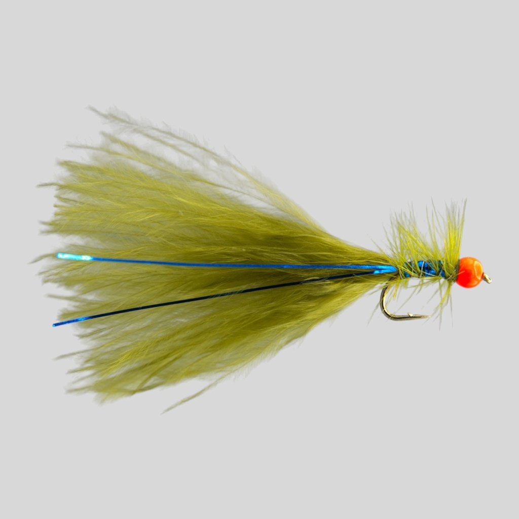 olive damsel fire orange bead