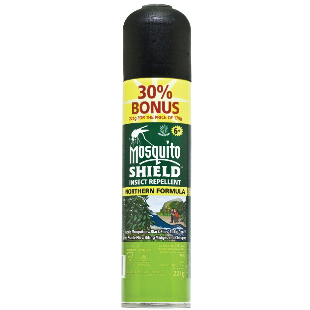 MOSQUITO SHIELD - NORTHERN FORMULA-221g Aerosol BONUS 30% more (25% DEET)