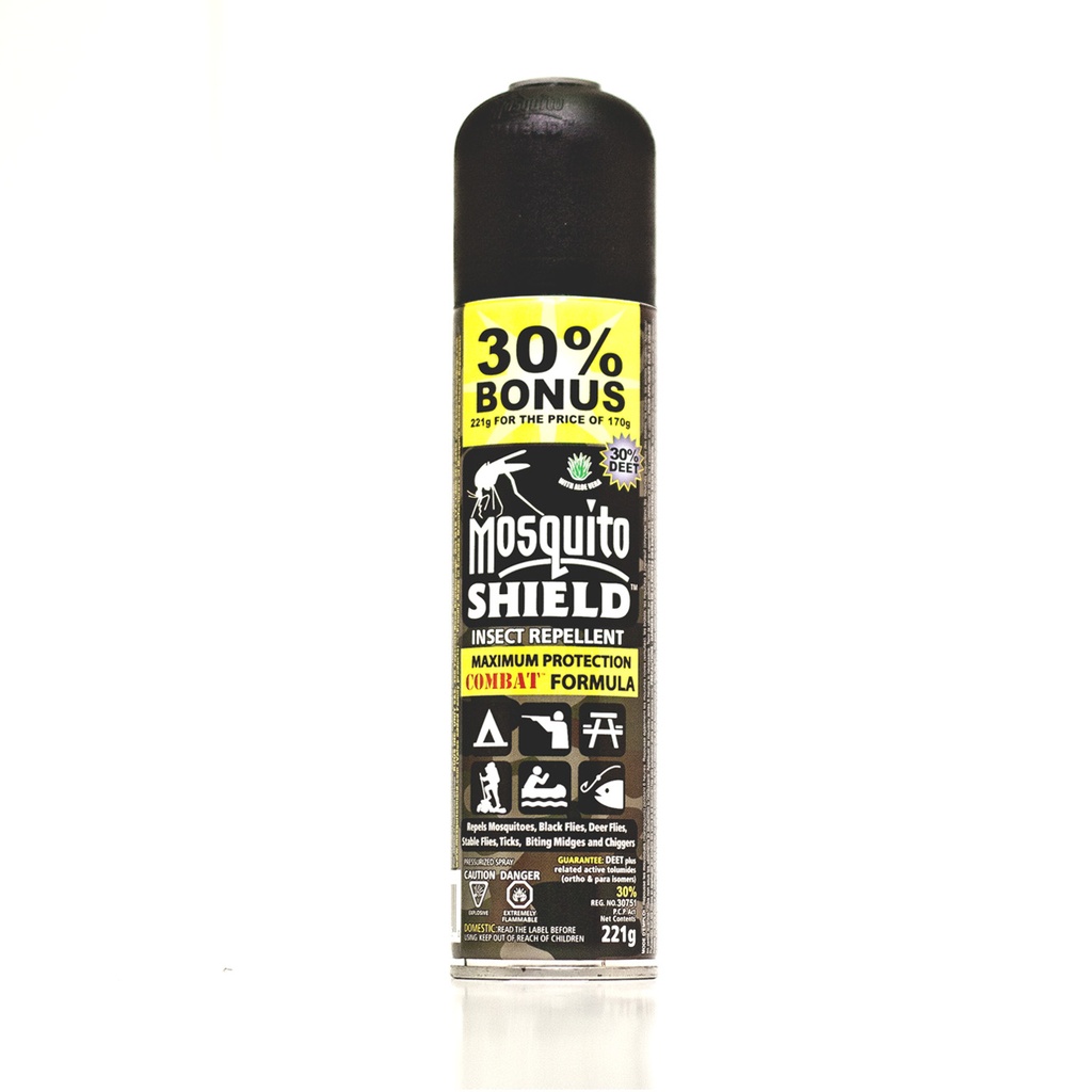 MOSQUITO SHIELD - Combat FORMULA - 220g AEROSOL  BONUS (30% DEET)