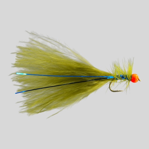 olive damsel fire orange bead