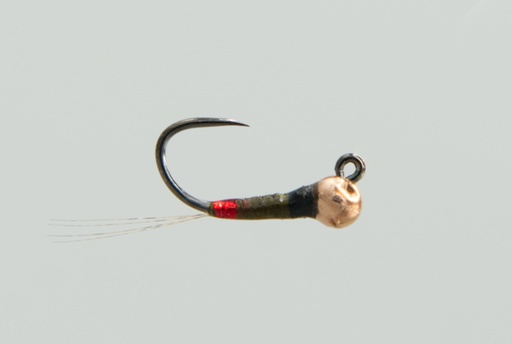 NEPTUNE FLIES - Jiggy TB Spanish Perdigon - Dark Olive & Red
